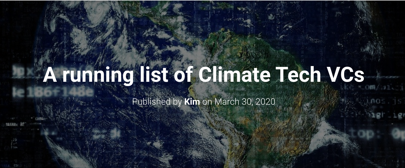 A running list of climate tech VCs.